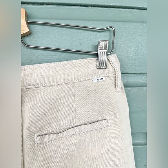 Mother high waisted pouty prep heel pants ultra wide leg linen lyocell cream 28 - Picture 7 of 16